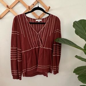 Embroidered Madewell wrap shirt